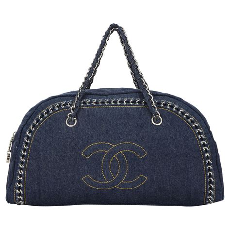 chanel printed canvas calfskin bowling bag|chanel denim bowling bag.